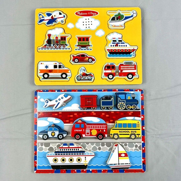 Melissa & Doug Vehicles Sound Puzzle & Vehicles Chunky Puzzle Bundle - Picture 1 of 3